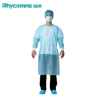 Rhycomme Pack of 10 Disposable Medical PP PE Isolation Gowns with Elastic Cuff