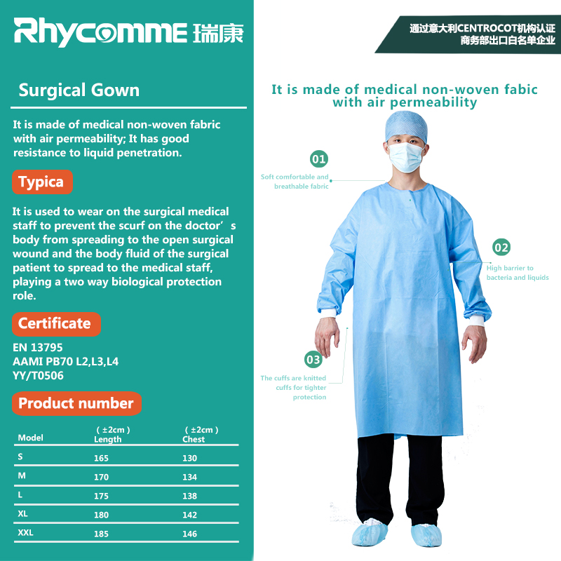 Rhycomme Fluid Resistant Water Level 2 Disposable Surgical Gown from ...