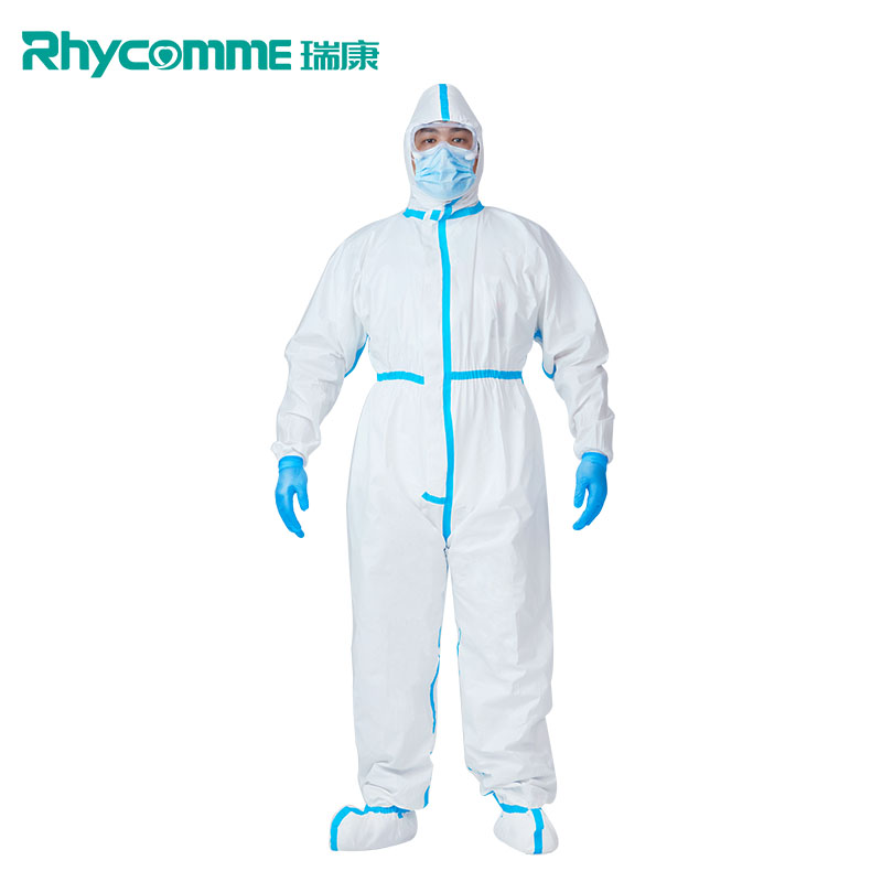 Rhycomme Medical Disposable Suit With Tape Full Body Protective Coveralls From China